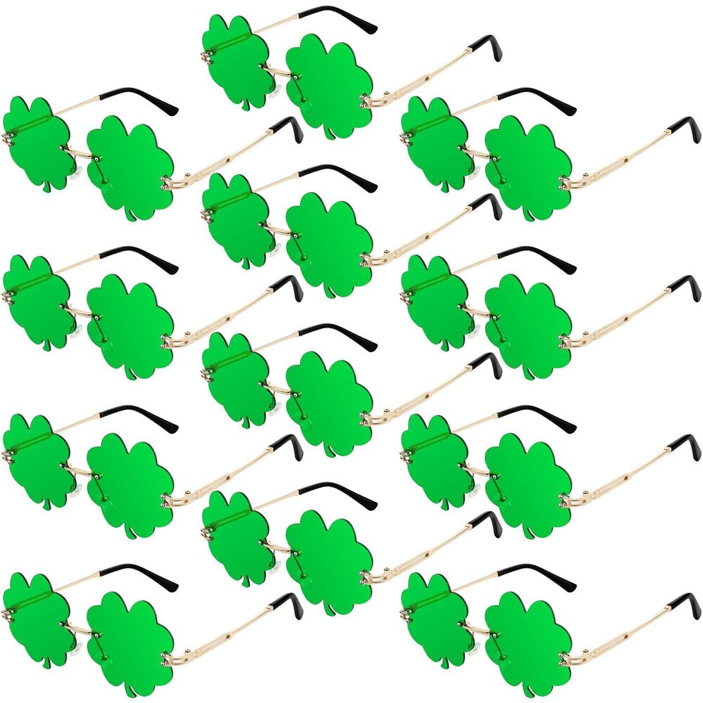 8827 12 Pairs St. Patrick's Day Shamrock Sunglasses Clover Glasses
